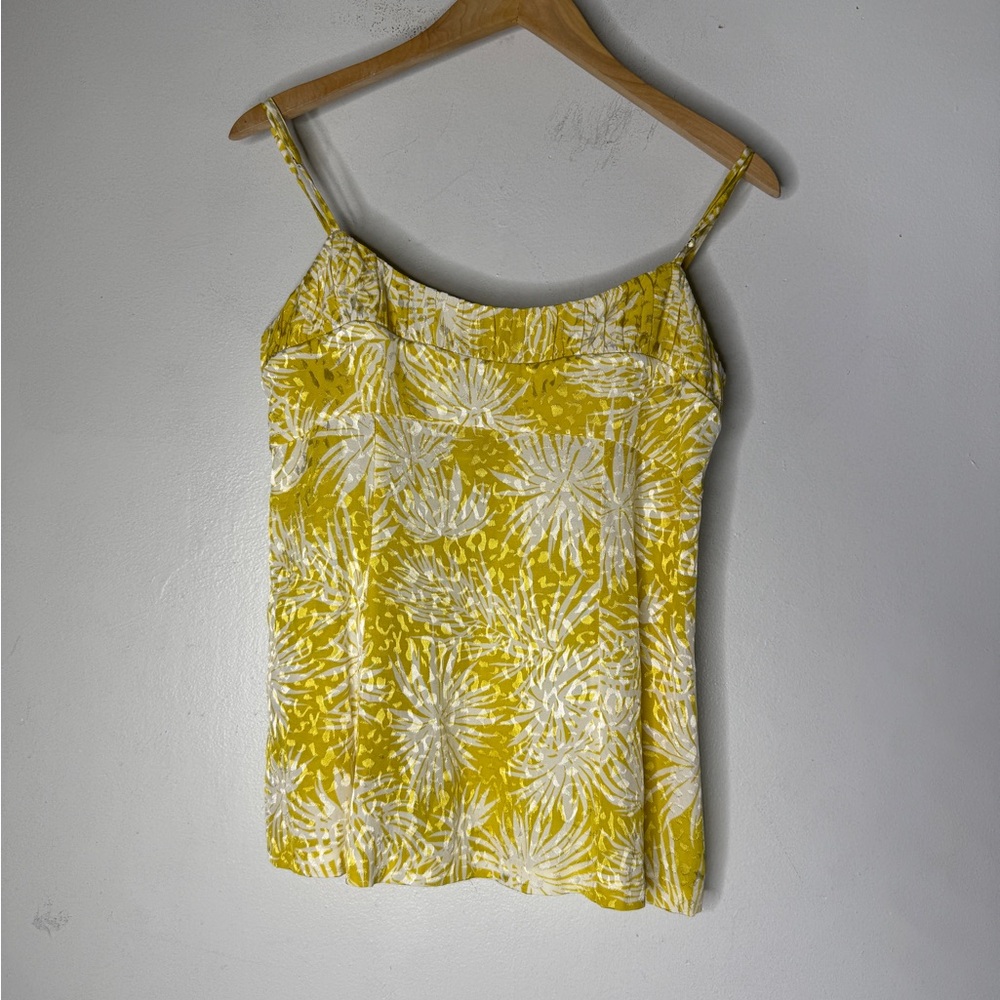 Rebecca Taylor Yellow Palmetto Fleur Ruched Cami (SIZE 8)